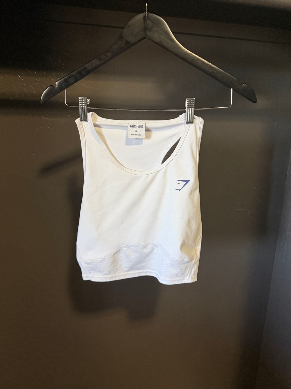 Gymshark White Cropped Sports Tank with Subtle Logo